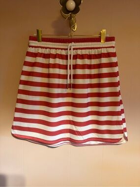 Red and White Striped Drawstring Skirt